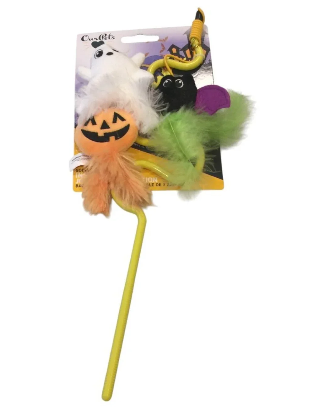 OURPETS Halloween Going Batty Wiggle Wand 3 Pack Catnip Ghost Bat Jack o Lantern